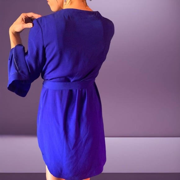 Wrap Dress Bell Sleeve A Line Blazer Dress - Picture 4 of 7